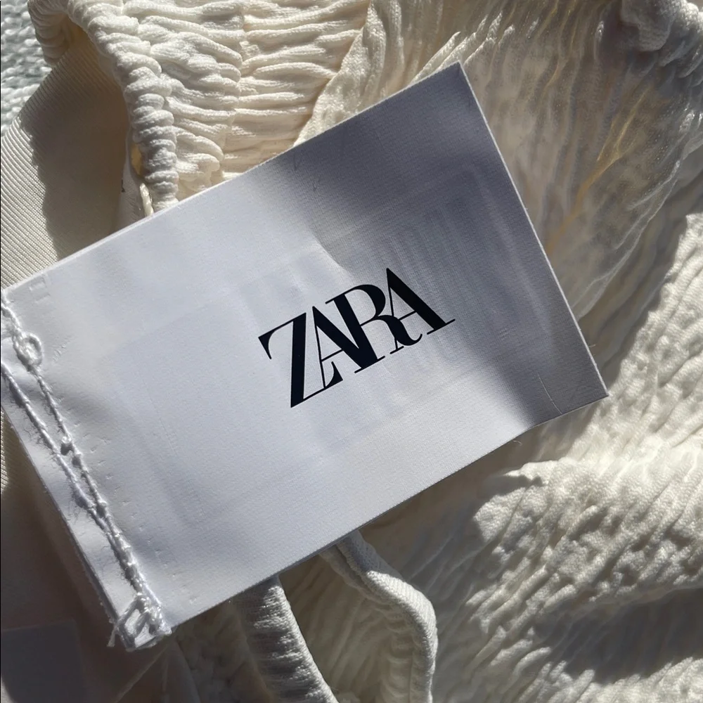 Zara Kids Cream Textured Girlcore Swimsuit Navy Sea Fruit Motif Embroidered SZ 5 - Picture 9 of 9